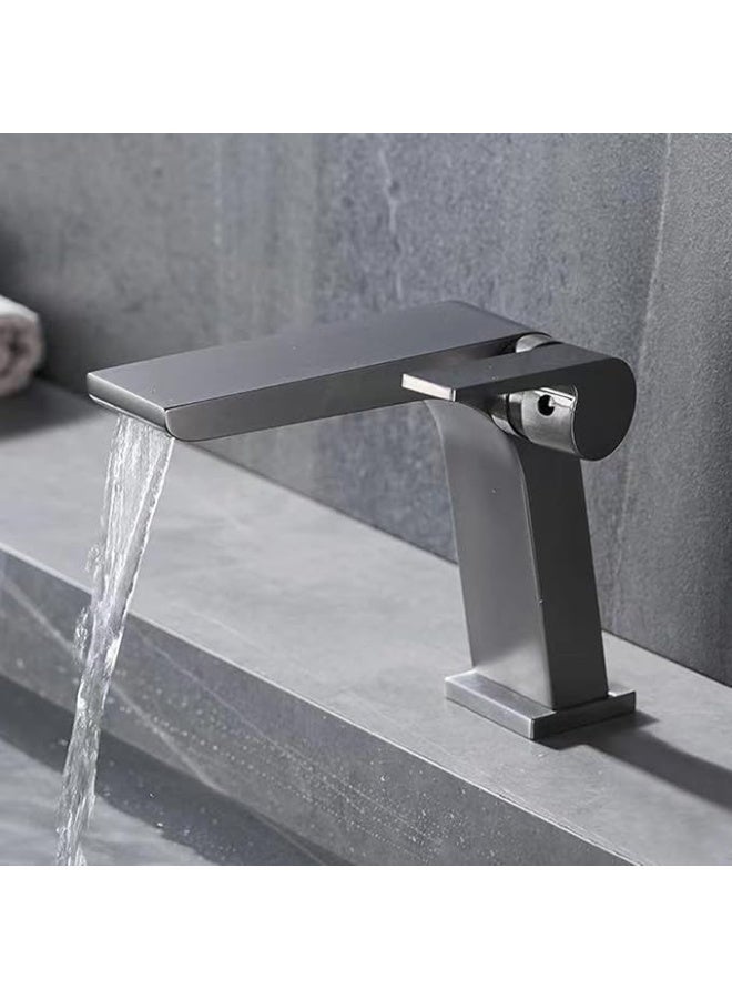 واي دي صنبور حوض عصري ذو ذراع واحد للحمام | صنبور حوض غسيل يُثبت على سطح الحوض | صنبور حوض مربع الشكل بفوهة مسطحة ومقبض تحكم سلس - Image 3